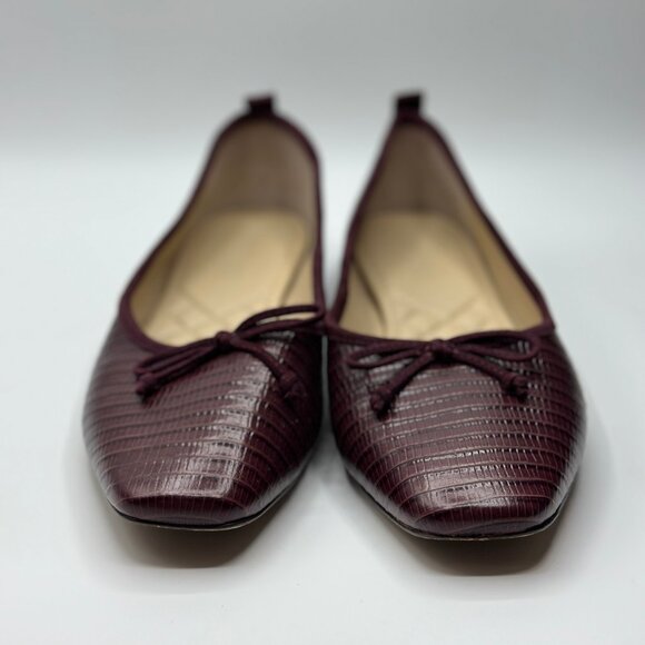 J. McLaughlin Anastasia Embossed Leather Flats Crocodile French Merlot Size 10 - Picture 5 of 8